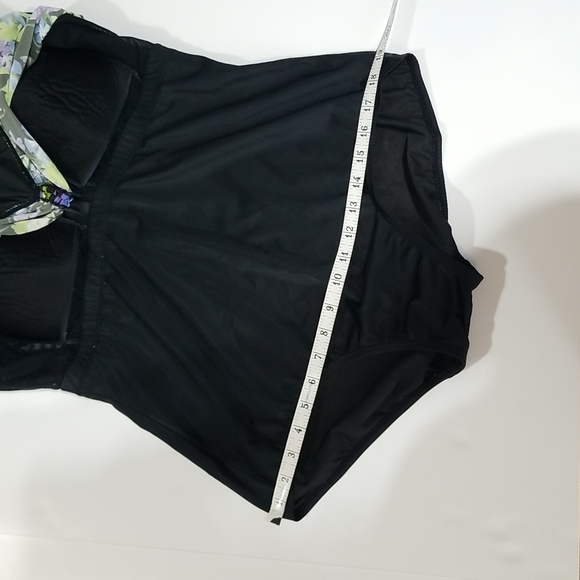 BLAIR Black Blue & Purple Pansie One Piece Dress Swimsuit - Picture 8 of 15